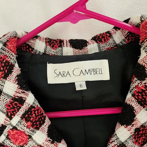 Sara Campbell Polka Dot Textured Swing Jacket Button Front Size 6 - Picture 3 of 6